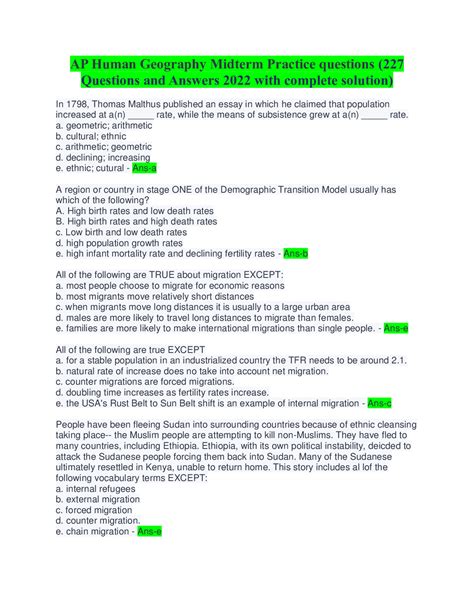 frq|AP Human Geography Exam Questions